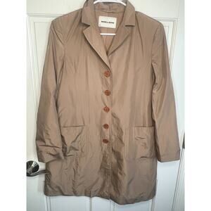More & More Women's Button Front Trench Coat Jacket Sz 12 Lined Modern City